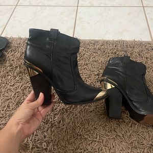 Dolce Vita Leather and Gold Booties